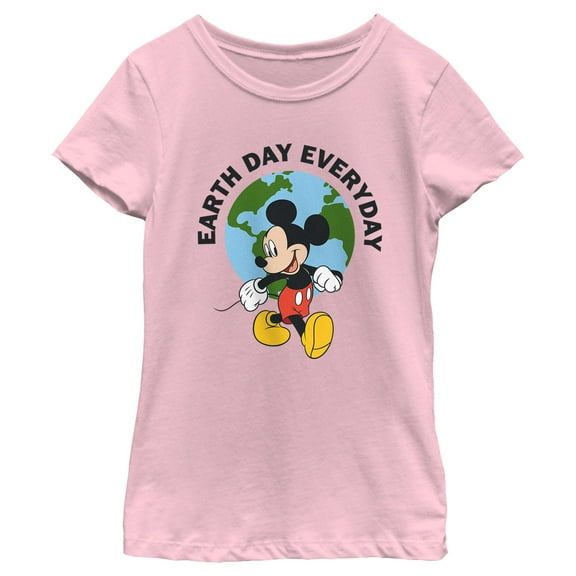 Girl's Mickey & Friends Earth Day Everyday Graphic Tee Light Pink Medium