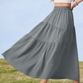 thumbnail image 5 of yillto Women's Summer Midi Skirt A Lined Flowy with Pockets Elastic High Waist Beach Vacation Skirts, 5 of 6