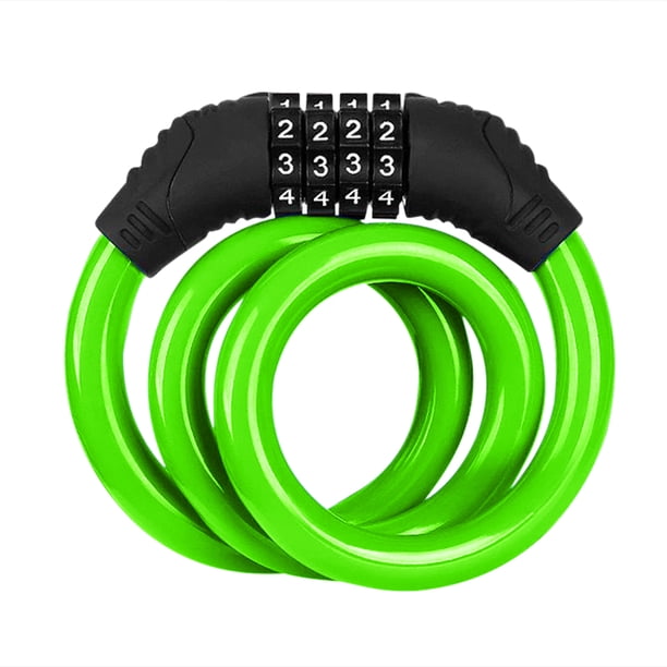 Candado de Bicicleta Bloqueos de Bobina de Cable de Acero Colorido JShteea Antirrobo 4 Dígitos
