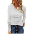 thumbnail image 1 of Moda mujer casual manga larga sólido o-cuello botón blusa camiseta damas tops Pompotops  gfhjh8989, 1 of 6