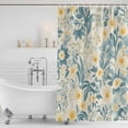 thumbnail image 4 of Spring Meadow Blooms Waterproof Fabric Shower Curtain, Teal Yellow Botanical Waterproof Fabric Shower Curtain for Bathroom Curtains Bathtubs Hotel Washable Shower Curtains with 12 Hooks Stall 54x78in, 4 of 8