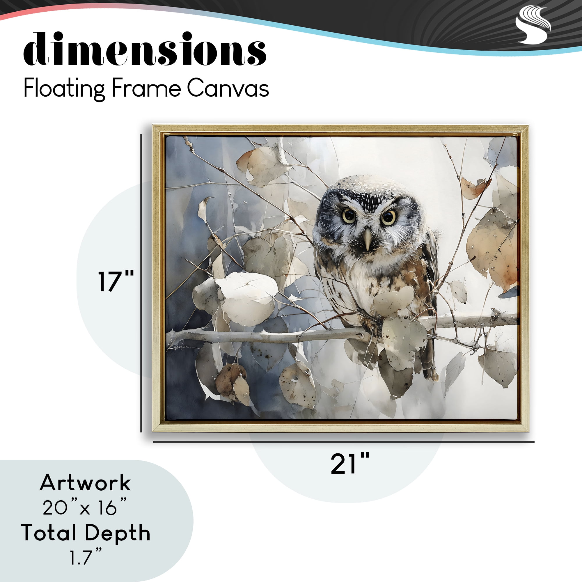 Stupell Industries Hoot Owl on Autumn Branch Gold Framed Floater Canvas Wall Art, design by Franklyn Gregory
