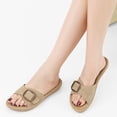 thumbnail image 6 of Ecetana Flat Sandals for Women Slip On Leather Slide Sandals Open Toe Beach Sandals for Summer, 6 of 6