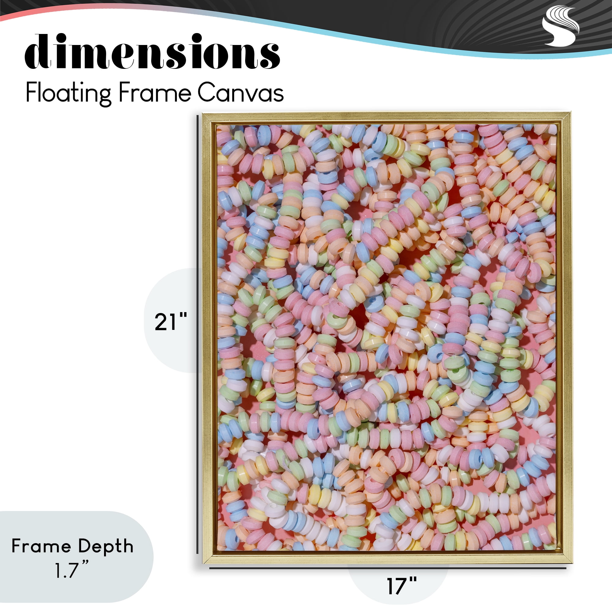 Stupell Industries Pastel Candy Necklace Gold Framed Floater Canvas Wall Art, design by LISH Creative