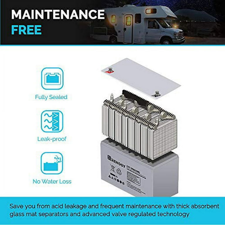  Deep Cycle Agm Battery 12 Volt 200AH for RV, Solar, Marine, and  Off-Grid Applications : Automotive