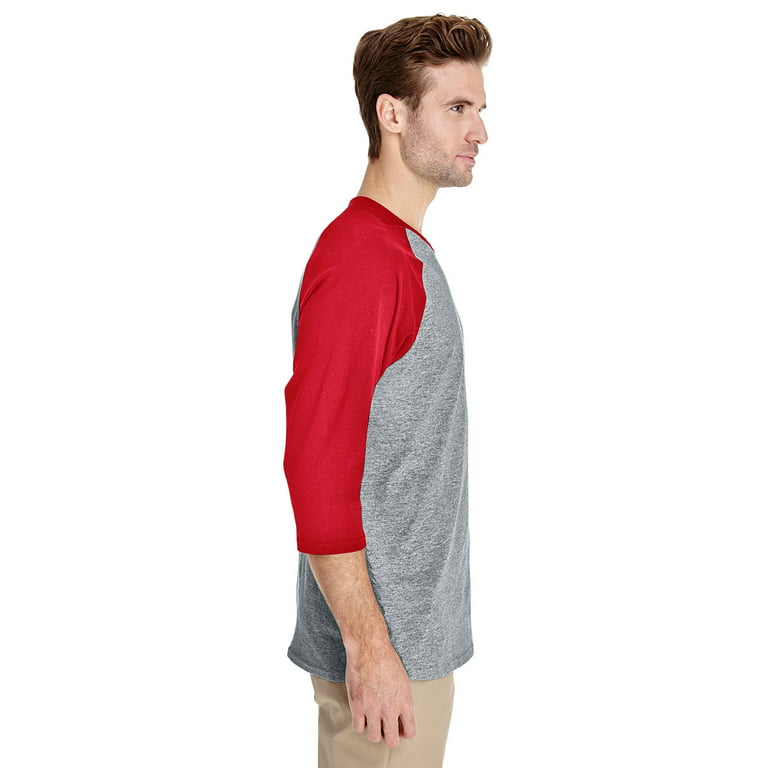 Heavy Cotton 3/4-Sleeve Raglan T-Shirt (G570) Grey/Black, 3XL