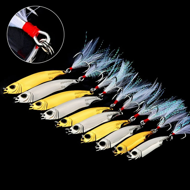 LotFancy Fishing Lures Kit, 30 Spinner Baits with Tackle Box, Hard Metal Lure  Baits Set 