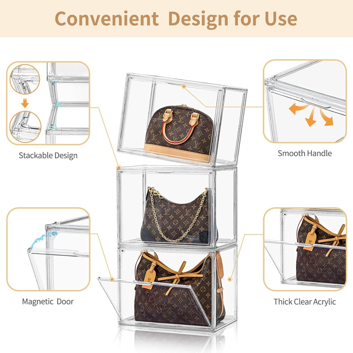 Colourtree 11.81'' H X 15.75'' W X 9.84'' D Clear Handbag Storage Organizer with Sturdy Structure 1 Pack