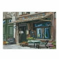 thumbnail image 1 of City Cutting Board, Street in Paris Cafe Illustration Holiday Theme Summer Season Eating Drinking Cartoon, Decorative Tempered Glass Cutting and Serving Board, Small Size, Multicolor, by Ambesonne, 1 of 1