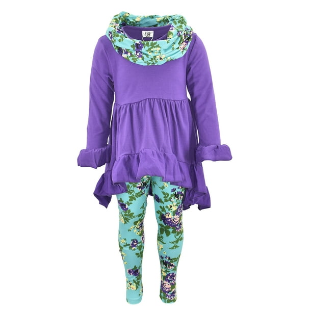 Unique Baby Girls 3 Piece Floral Legging Sets 8 XXXL Purple Walmart