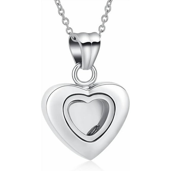 Mini Glass Heart Urn Necklace for Ashes Women Men Stainless Steel Cremation Jewelry Holder Keepskae Gift Memorial Necklaces Ash Holder for Human Pets