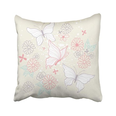 Animal Screen Cover BPBOP Pink Cute Pretty Boho Butterfly Floral Graphic Tee Artwork Ditsy Feminine Animal Beautiful Pillowcase Throw Pillow Cover Case 20x20 inches ()