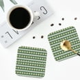 thumbnail image 4 of Honeii Light Green Squares print Leather Coaster Set of 4, ideal for safeguarding your furniture from drinks spills and effortless cleanup-Square, 4 of 6