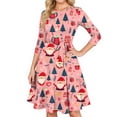 thumbnail image 2 of Women's Cocktail Dresses 3/4 Sleeve Vintage Wedding Guest Christmas Dress for Holiday Parties and Special Events,Pink,2XL, 2 of 5