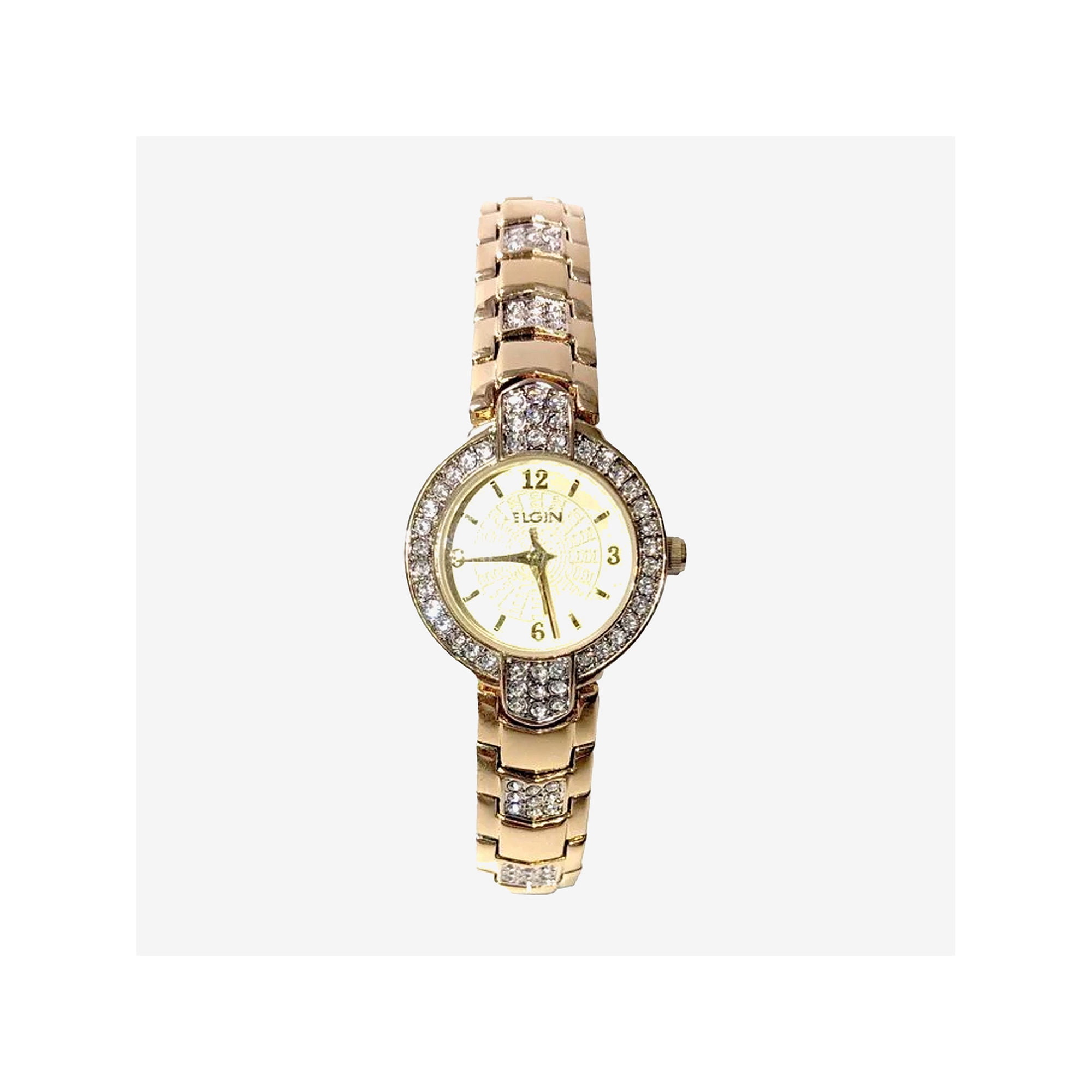 Elgin Adult Female Analog Watch Set with Arrow Link Design in Gold