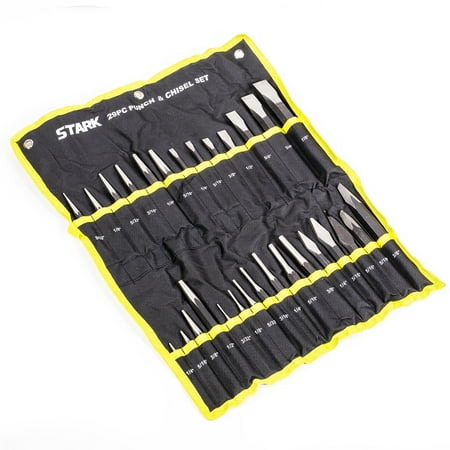 

Stark Master Set Cold Chisel & Punches Tool Kit 29pcs Punch Chisel Set Pin Punch Set Center Punch Set with Roll Up Pouch