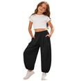 thumbnail image 4 of Girls Pants Kids Summer Beach Solid Casual Long Trousers Soft Breathable Black 2-3 Years, 4 of 8