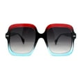 thumbnail image 2 of Womens Mod Thick Plastic Rectangle Butterfly Designer Sunglasses Red Blue - Smoke, 2 of 4