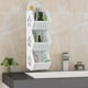 thumbnail image 4 of 3-Tier Wall Mounted Bathroom Storage Organizer Rack with Hanging Rings, PVC Shower Shelf for Toiletries, Towels, Laundry Room Organization, Space Saving Bathroom Storage Solution for Apartments, 4 of 6