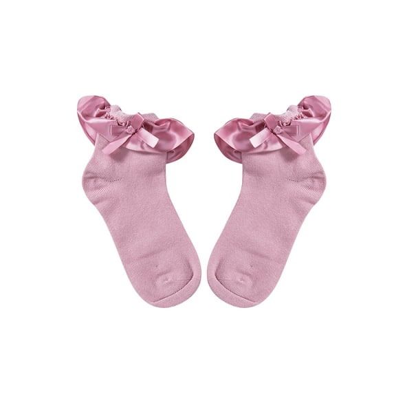Dewadbow Newborn Baby Cotton Socks Ruffle Lace Princess Combed Ribbon Sock