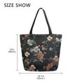 thumbnail image 5 of FORMRS Womens Canvas Tote Bag with Zipper Inner Pocket Shoulder Handbag, Black Flowers, 5 of 7