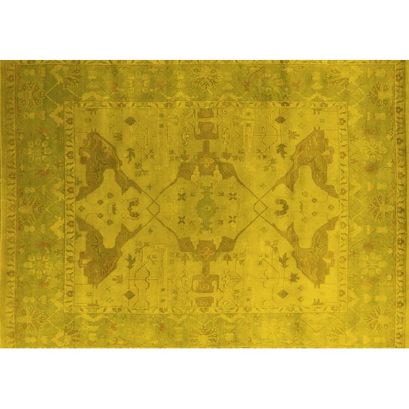 Ahgly Company Indoor Rectangle Oriental Yellow Industrial Area Rugs, 8' x 12'