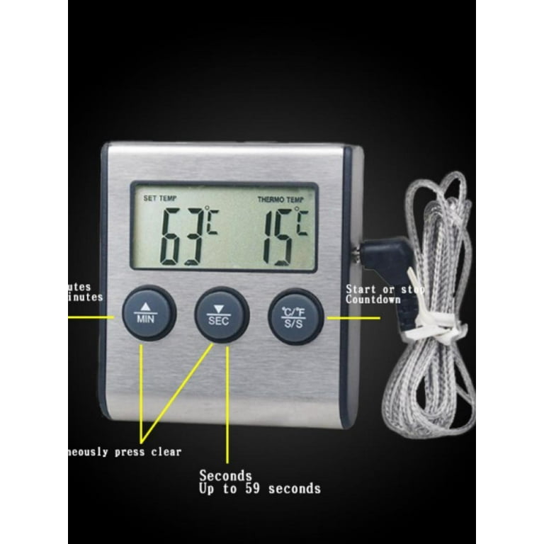 Digital Oven Thermometer, Suitable For Gas Oven, Electric Oven, Instant  Reading, Safe Cooking, Washable Probe, Long Wire, Dual Magnet With Timer