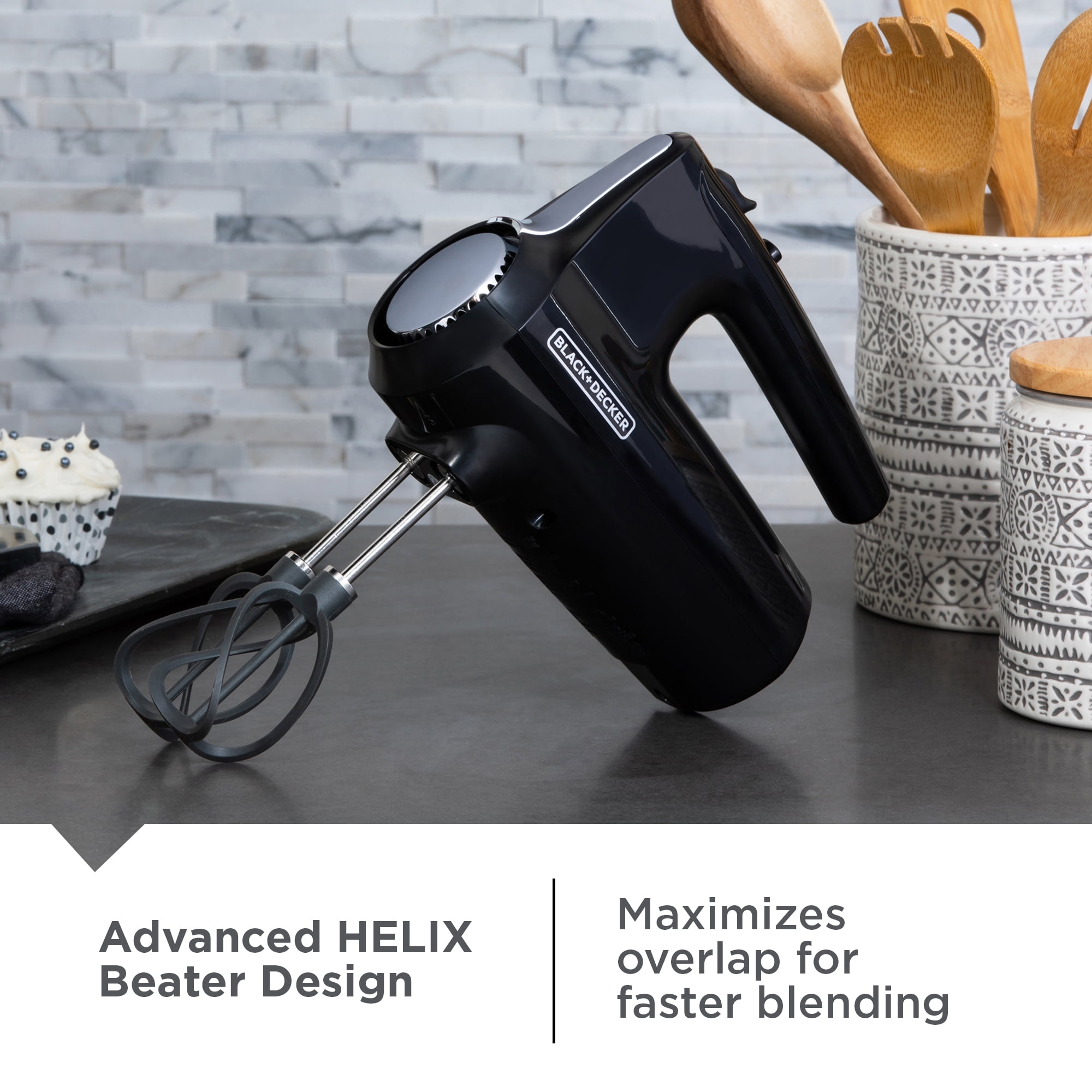 BLACK+DECKER, Hand Mixer, Helix Performance, 5-Speed, Black