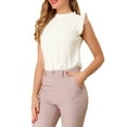 thumbnail image 4 of Unique Bargains Women's 2 Packs Ruffled Crew Neck Office Sleeveless Work Blouses Top White L, 4 of 6