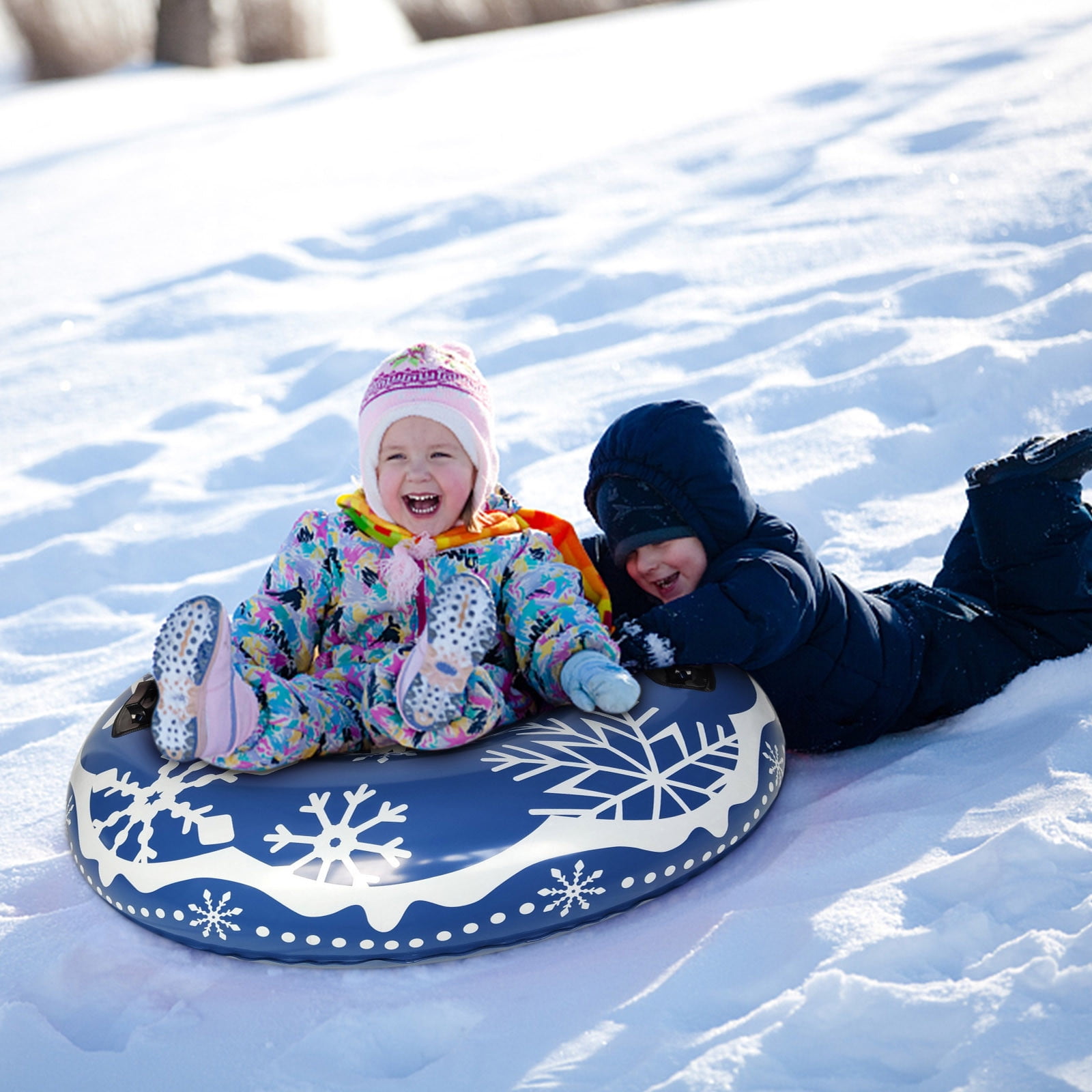 ABPWLY Toys 47.2-Inch Inflatable Snow Tube for Winter Sledding Heavy Duty PVC Sled for Kids and Adults Up to 600 lbs Kids Toys