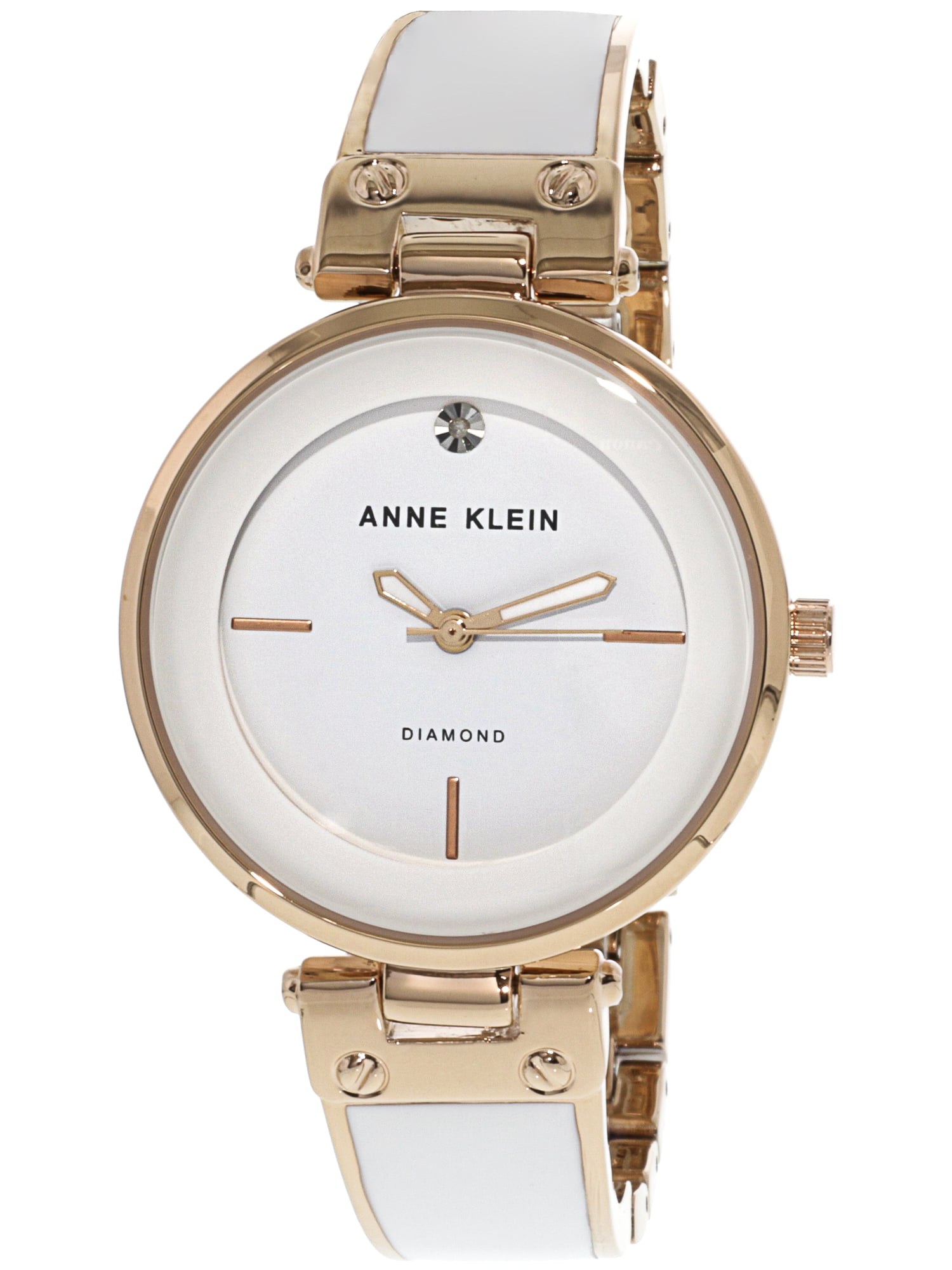 Anne Klein Women's AK-1414WTRG White Stainless-Steel Plated Analog ...