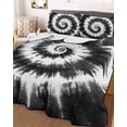 thumbnail image 3 of Quilts Twin Size, Black Gray Ombre Soft Comforter Bedding Set for Bed, Retro Abstract Tie-dye Tribal Boho Lightweight Quilted Bedspread with Pillow Cover(2 Pieces) for All Season, 68x86 Inch, 3 of 6