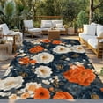 thumbnail image 3 of Fsddascl Navy Florals Outdoor Rug for Patio/Deck/Porch, Non-Slip Large Area Rug 5 x 8 Ft, White Pastoral Flowers Elegant Abstract Indoor Outdoor Rugs Washable Area Rugs, Camping Rug Carpet, 3 of 5