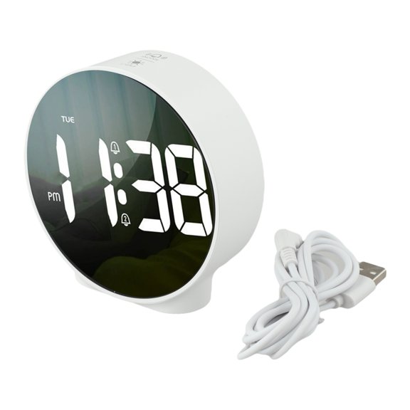 Teen Digital Alarm Clock, Bedside Alarm Clock, Desktop Round Clock With Large Curved LED Display LED Desk Clock Digital Alarm