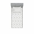 thumbnail image 2 of Grey Bedding Set with Sheet & Covers, Swirled Blossom Leaves Pattern Exquisite Nature in Digital New Oriental Work of Art, Printed Bedroom Decor 2 Shams, 4 Sizes, Cloud White, by Ambesonne, 2 of 3
