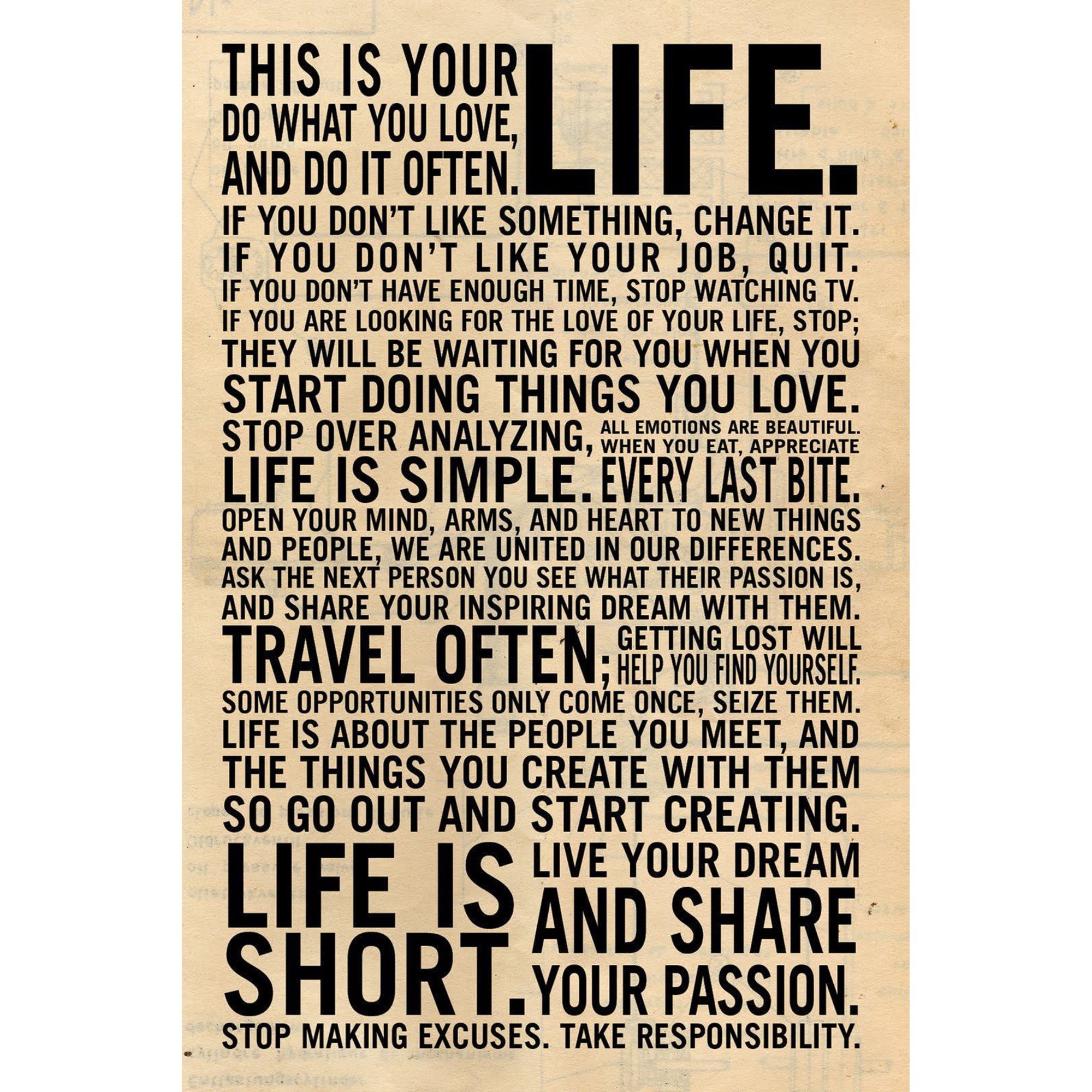 This Is Your Life Motivational Inspirational Quote Art Paper Poster 17x28 Inch Walmart Canada