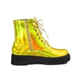 thumbnail image 3 of Unique Bargains Women's Round Toe Platform Lace Up Colorful Combat Ankle Boots Gold Yellow (Size 10), 3 of 7