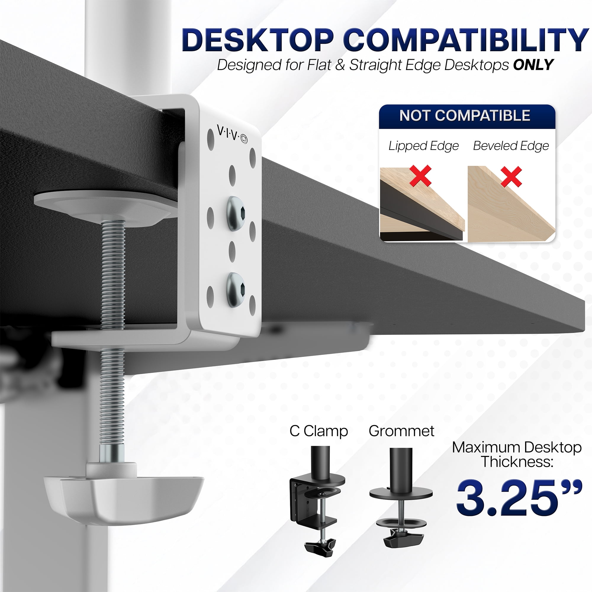 VIVO White Dual Monitor Adjustable Desk Mount, Fits Ultrawide Screens up to 38"