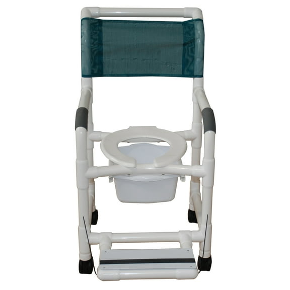 MJM International 118-3TW-FF-SQ-PAIL Shower Chair with Folding Footrest and Slide Out Commode Pail