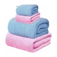 thumbnail image 1 of 4 Pcs Juego Toalla Baño, lana Coral Suave De Alta Densidad azul/rosa, 1 of 4