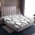 thumbnail image 4 of Erosebridal Teens Bow Sheet Set Full, Grey Bedding Sets Full Size, Abstract Stripe Decor, 4 Pieces, 4 of 7