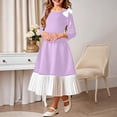 thumbnail image 2 of SELONE Formal Dresses for Girls Long Sleeve Pleated Dress Crew Neck Midi Gown Bow Color Block Elegant Outfits 7-12Y, 2 of 6