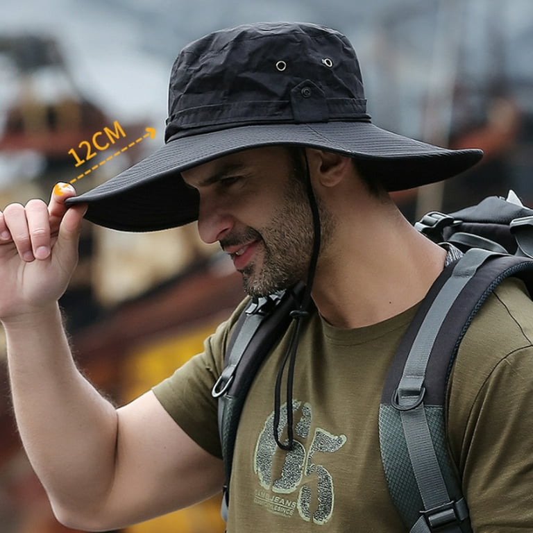 YeekTok UPF 50+ Waterproof Fishing Hat with String Wide Brim Hat for Men  Women Khaki Sun Bucket Hat 