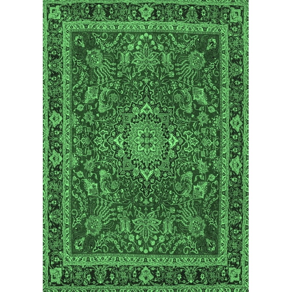 Ahgly Company Indoor Rectangle Medallion Emerald Green Traditional Area Rugs, 2' x 5'