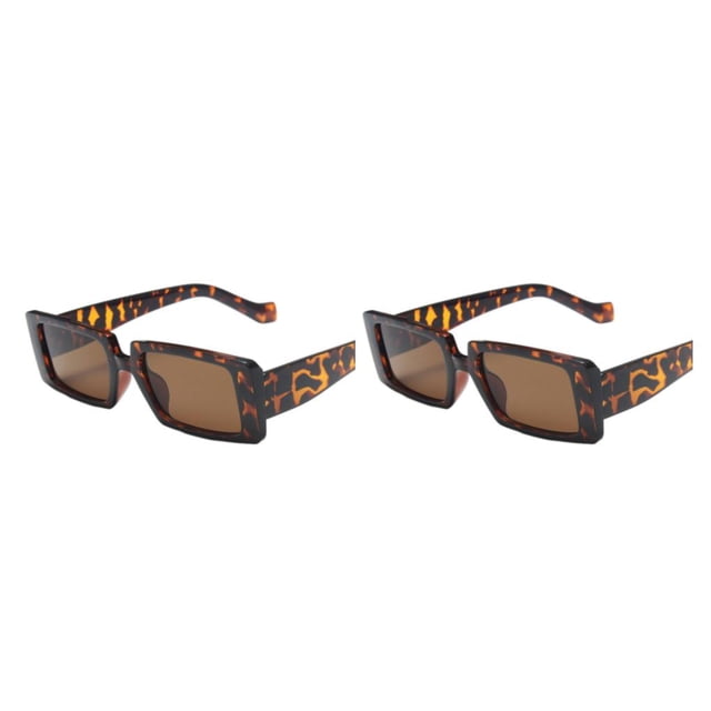 kurtrusly Rectangular Lightweight Frame Protection For Fashionable Look PC Materials Eyeglasses Leopard print frame 2Set