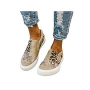 Audeban Womens Fashion Leopard Print Flats Shoe Loafer Slip Ons Canvas Trainers Sneaker