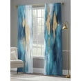 thumbnail image 4 of Abstract Graffiti Art Sheer Curtains 96 Inches Long 2 Panels Blue Gold Blend Decor Light Filtering Semi Sheer Window Curtains Drapes for Bedroom Living Room 52"x96", 4 of 7