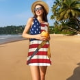 thumbnail image 3 of Honeii American Flag And Baseball Print Women's Sleeveless Dress, Loose Fit Casual Dress for Women, Summer Fashion Dress, 3 of 7