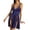 Blue, variant on Women's Open Back Lace Stitching Satin Pajamas Sleepwear Pajama Dress