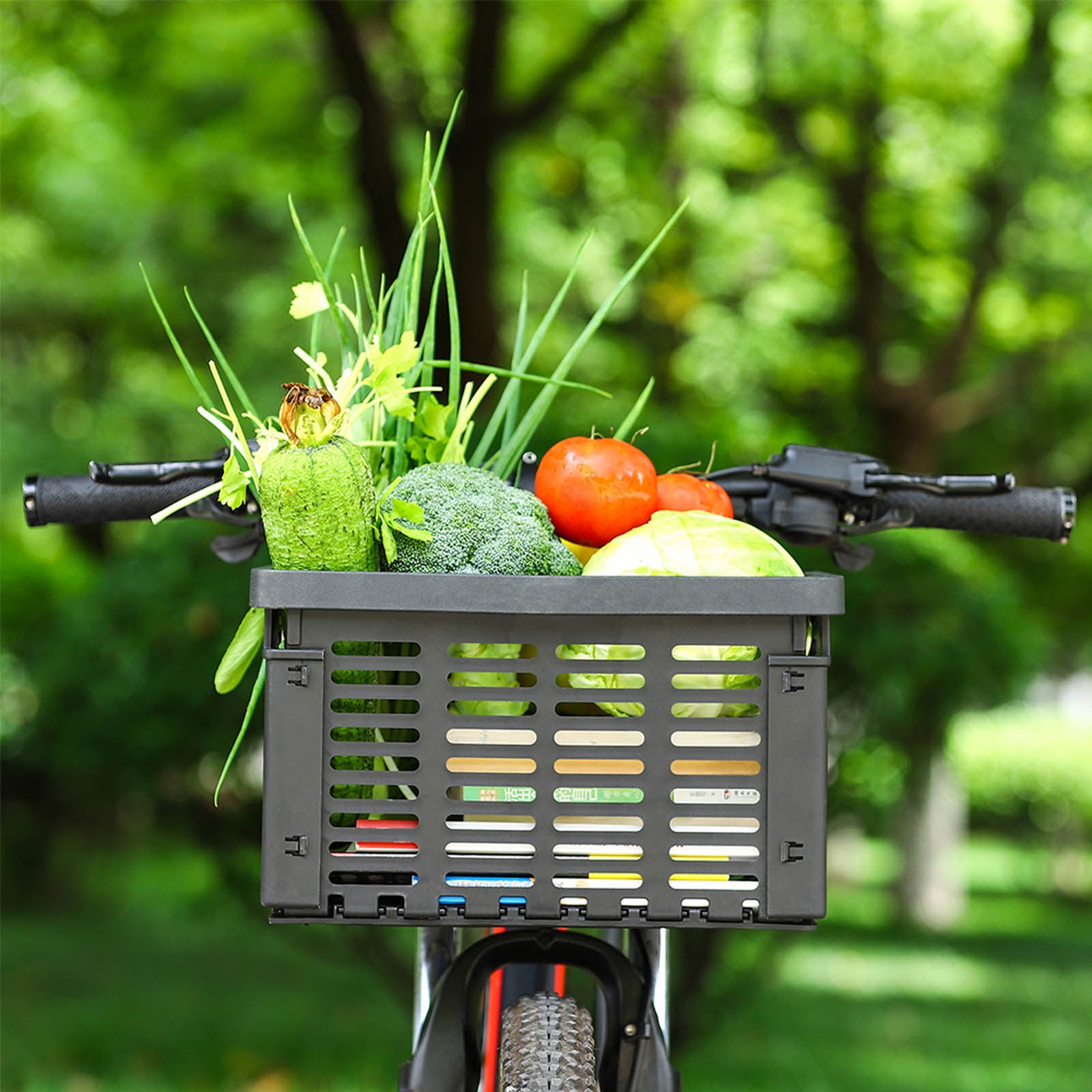 Foldable Bike Basket, Quick Dismantling Multifunctional Basket 31.5x22.5x20.5cm, Polypropylene Front Cargo Basket